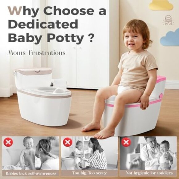 3-in-1 Toddler Potty Training Toilet with Flushing Sound, Wipes Storage & Toilet - Picture 4 of 7